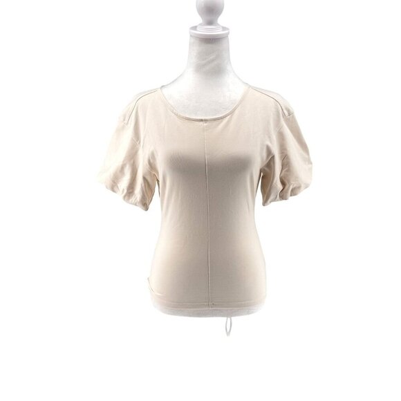 NWT J. Crew Open-back puff-sleeve top in stretch cotton blend Ivory Sz XS - Picture 1 of 8
